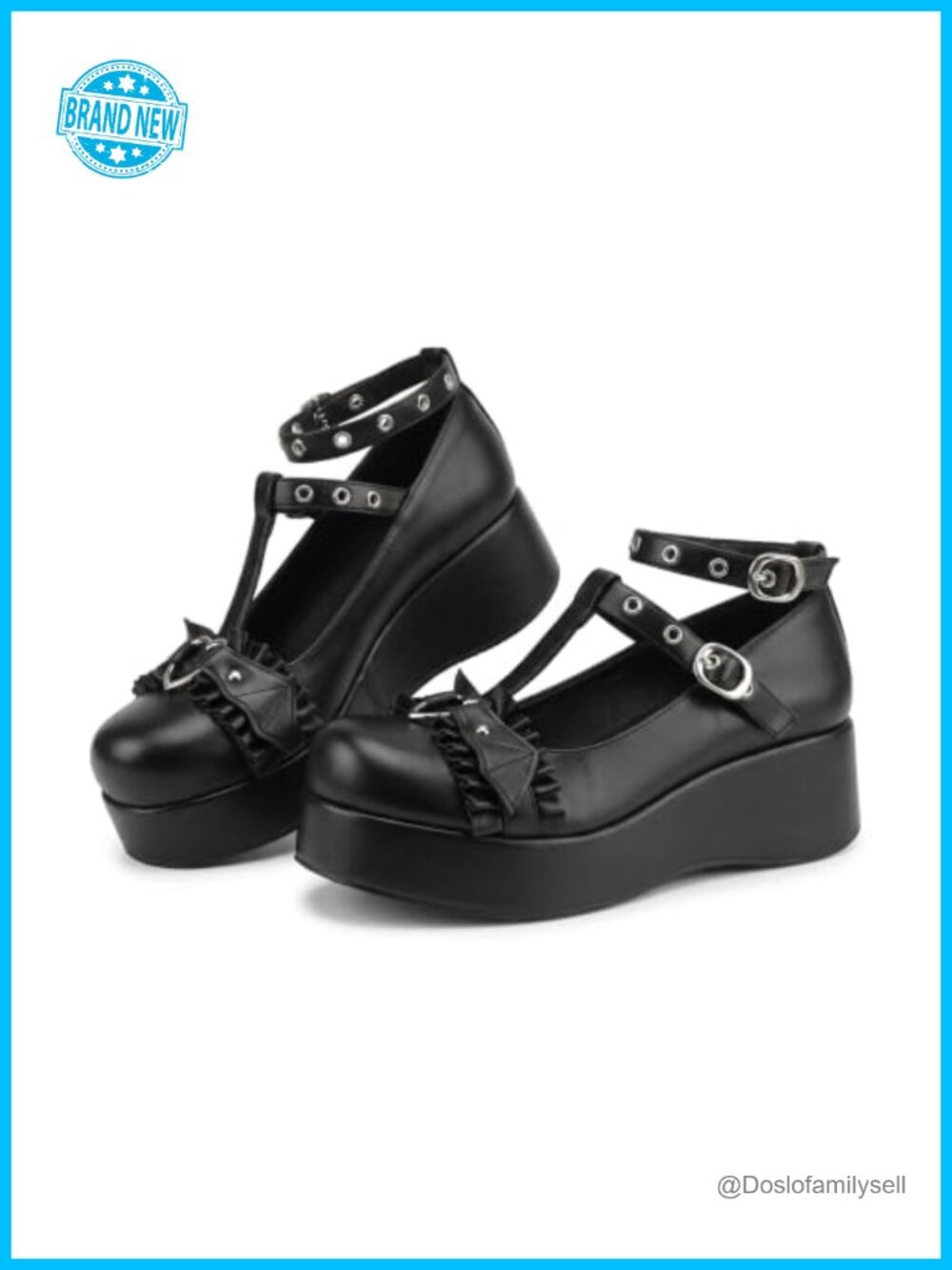 CELNEPHO Mary Jane Platform Pumps Ankle Strap Goth Dress Shoes